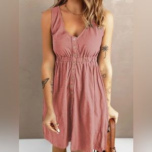 Sloan Pink Button-up Tank Dress